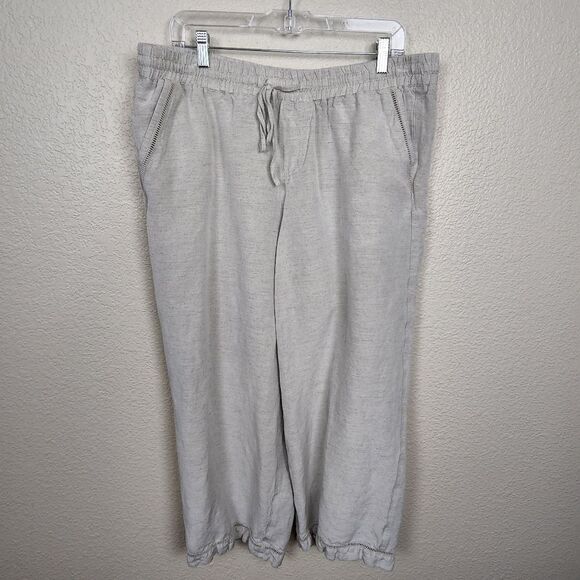 Lane Bryant Cream Linen Blend Cropped Pants Size 14/16 (2335) - Picture 1 of 5